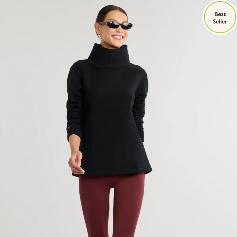 Dudley Stephens Black Cobble Hill Fleece Tunic Top Sz M